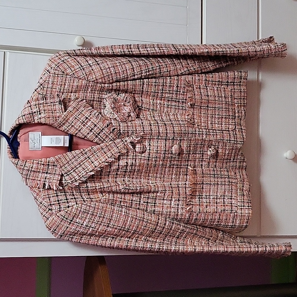 Emma James A Liz Clairborne Company Peach Tweed Jacket Size 4 Petite
